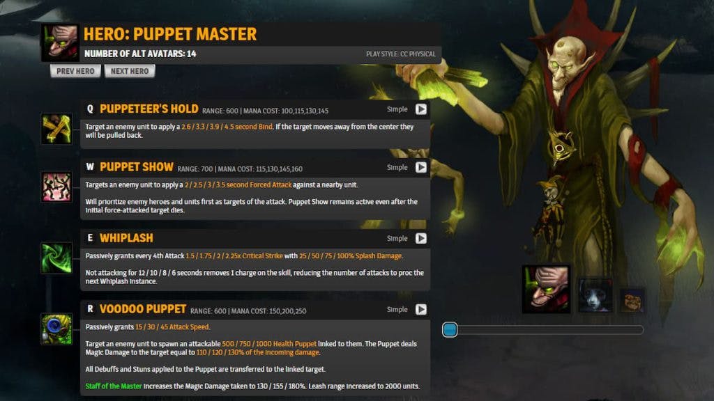 In HoN, Puppet Master was a carry/disabler with great initiation (Image via S2 Games)
