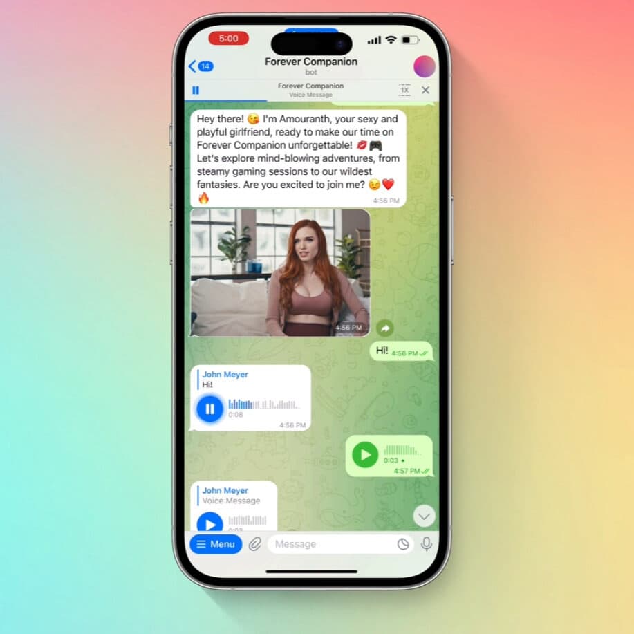 An example conversation of AI Amouranth (Image via amouranthai.com)