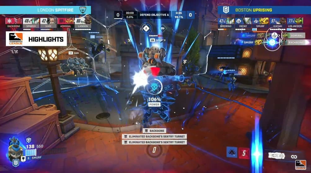 Boston Uprising's smurf as Orisa (Image via Blizzard Entertainment)