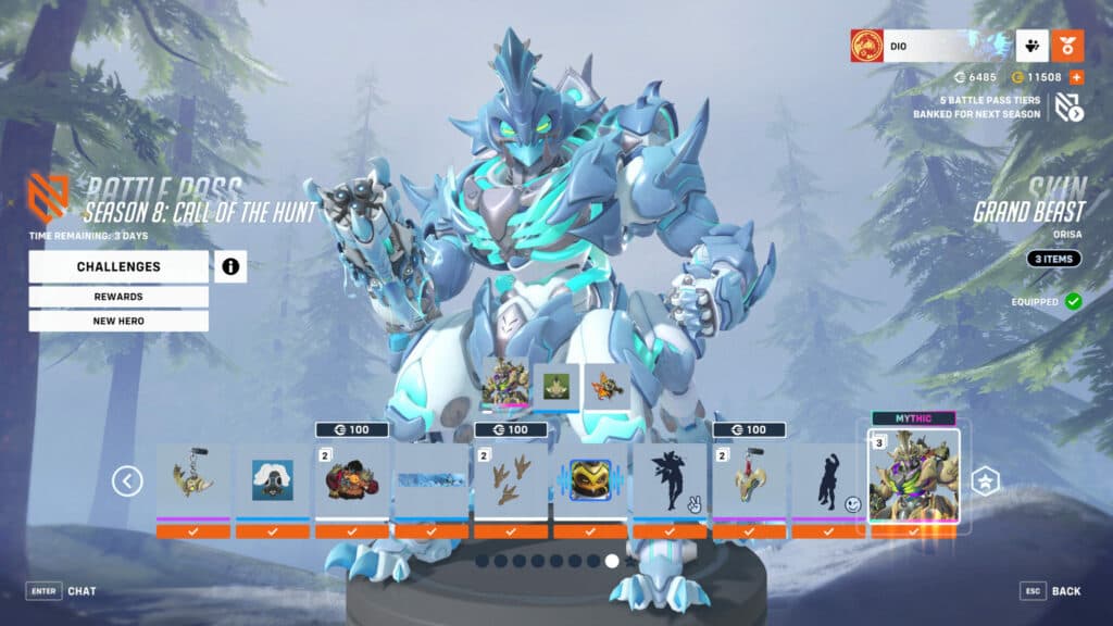 Mythic Orisa skin screenshot (Image via Blizzard Entertainment)