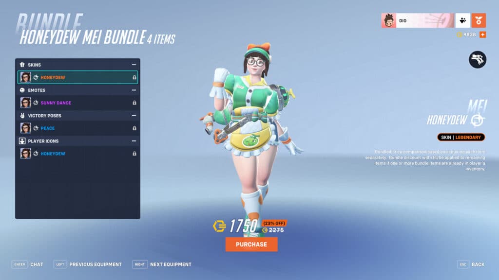 Overwatch 2 Honeydew Mei skin (Image via esports.gg)