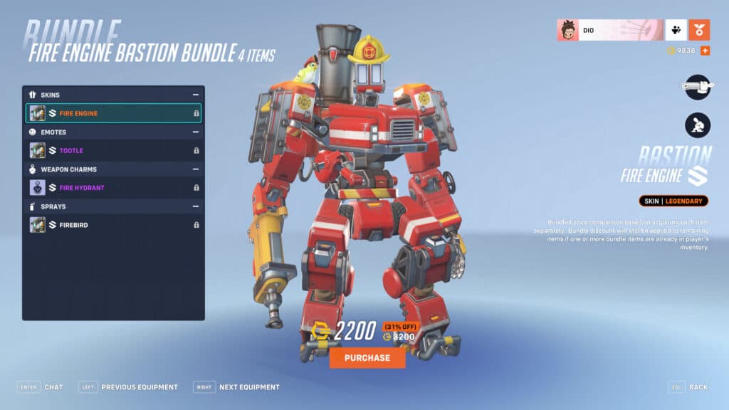 Fire Engine Bastion skin (Image via esports.gg)