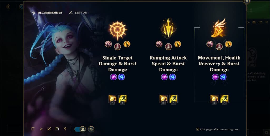 Recommended Runes for Jinx in League of Legend (Image via esports.gg)