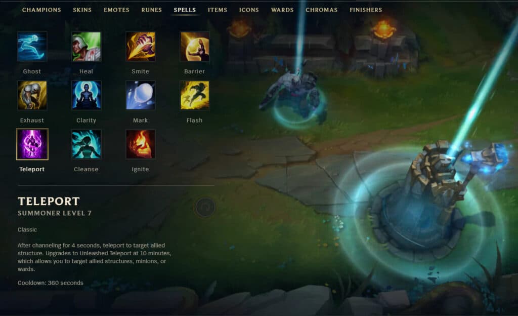 Summoner spells in League of Legends (Image via esports.gg)