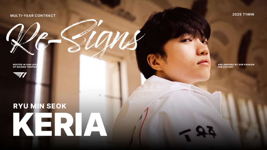 T1 announced Keria's multi-year contract extension on November 14, 2024 (image via T1lol)