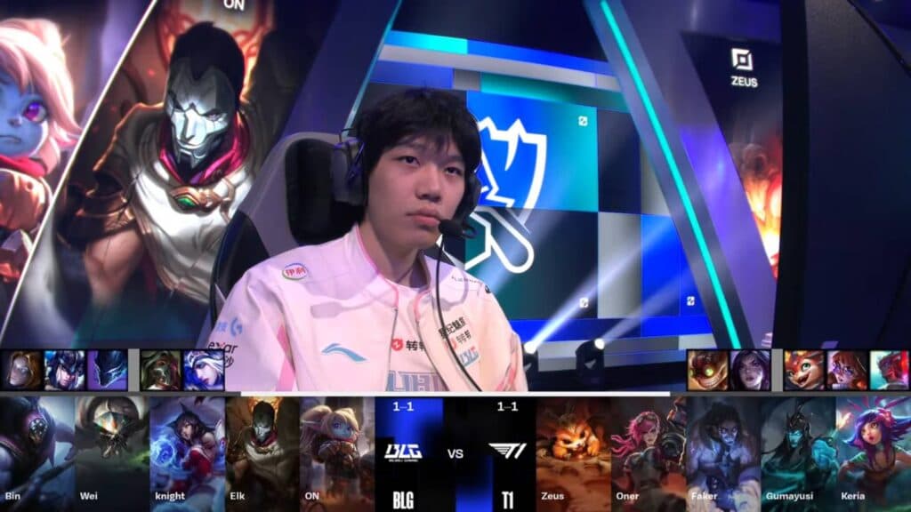 T1 vs BLG picks and bans in the Worlds 2024 Round 3 (Image via LoL Esports)