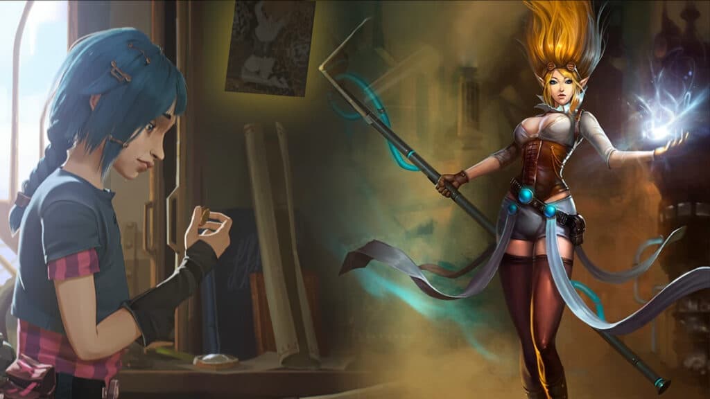 This poster inside Janna's room could be Hextech Janna (Images via Netflix, Riot Games)