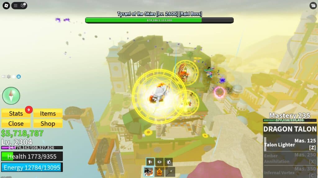 If your health is as low as this, avoid engaging the Tyrant of the Skies head on and use your skills from afar (Screenshot via esports.gg)