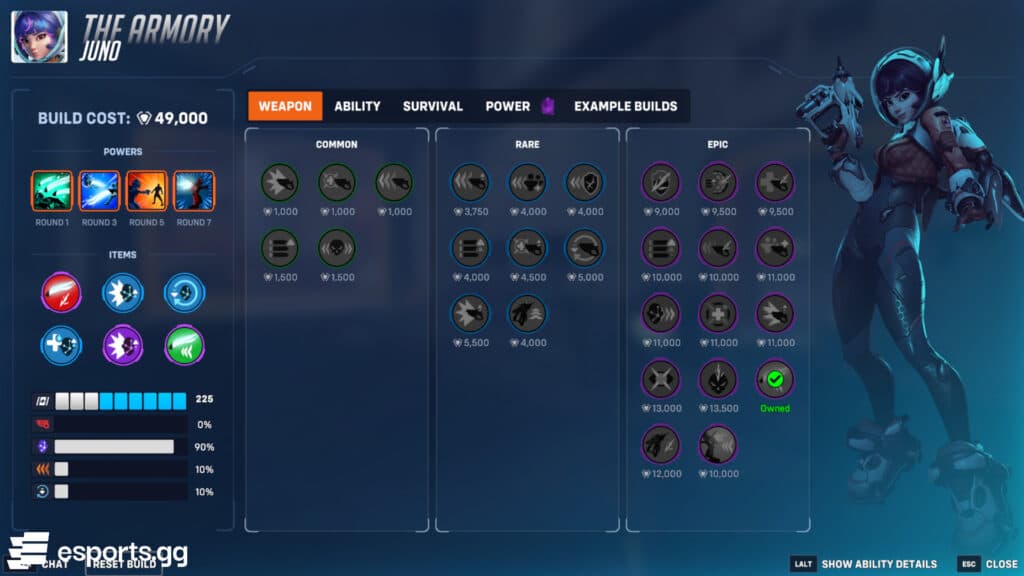 Juno support build in the Stadium (Screenshot by esports.gg)