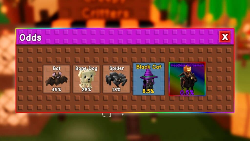 You might need to hatch hundreds of Spooky Eggs to get the Headless Horseman (Screenshot via esports.gg)