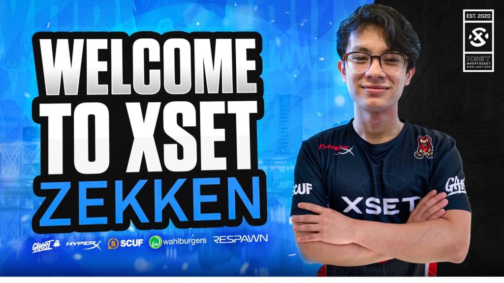 XSET's graphic for their announcement of zekken. Image credit: <a href="https://twitter.com/XSET/status/1408864382025670658" target="_blank" rel="noreferrer noopener nofollow">XSET Gaming.</a>