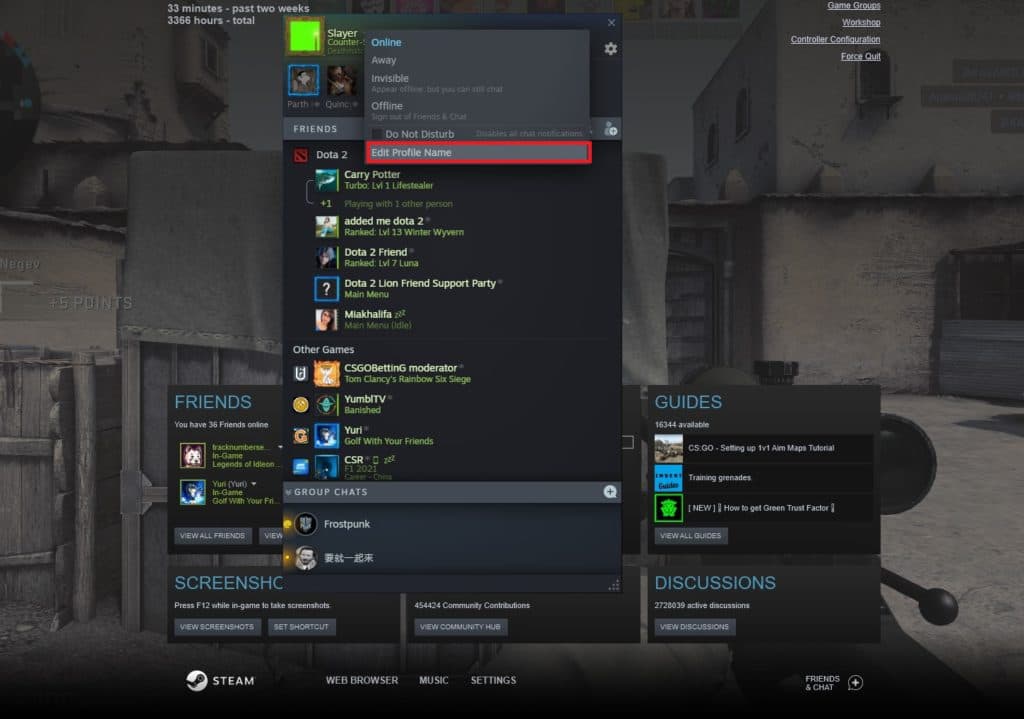 How to change your Steam username