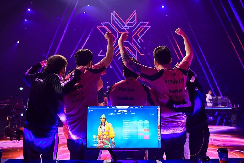 BERLIN, GERMANY - SEPTEMBER 16: Team KRU Esports poses on stage after a victory at the VALORANT Champions Tour 2021: Stage 3 Masters on September 16, 2021 in Berlin, Germany. (Photo by Lance Skundrich/Riot Games)