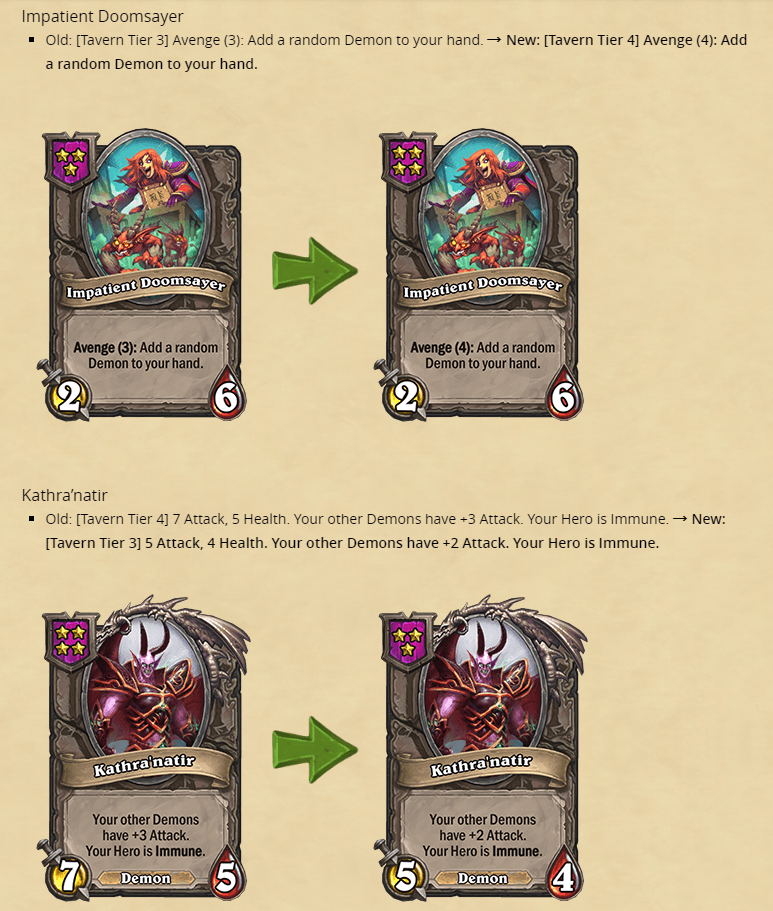 Hearthstone Battlegrounds Balance: <a href="https://esports.gg/news/hearthstone/hearthstone-patch-23-2-2-nerfs-buffs/">Demons Nerfs</a> - Image by Blizzard