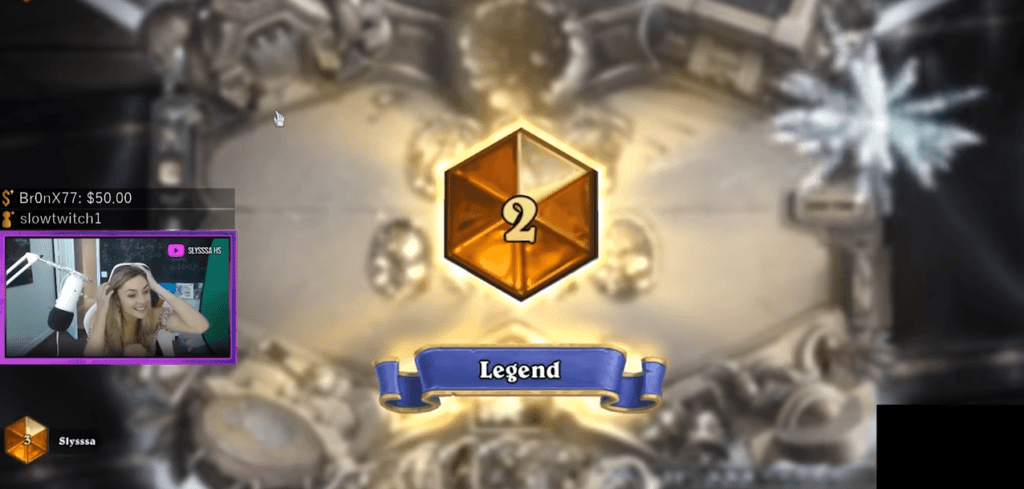 Slysssa achieving <a href="https://esports.gg/guides/hearthstone/hearthstone-ranking-system-rewards-bonus-stars/">Rank 2 Legend in Hearthstone</a> Standard. Image via Team Liquid.