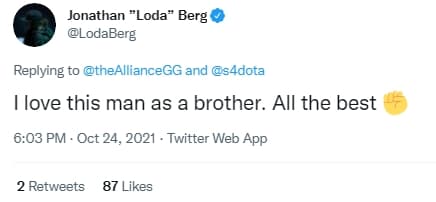 Loda's reply to the S4 departure announcement on October 24th