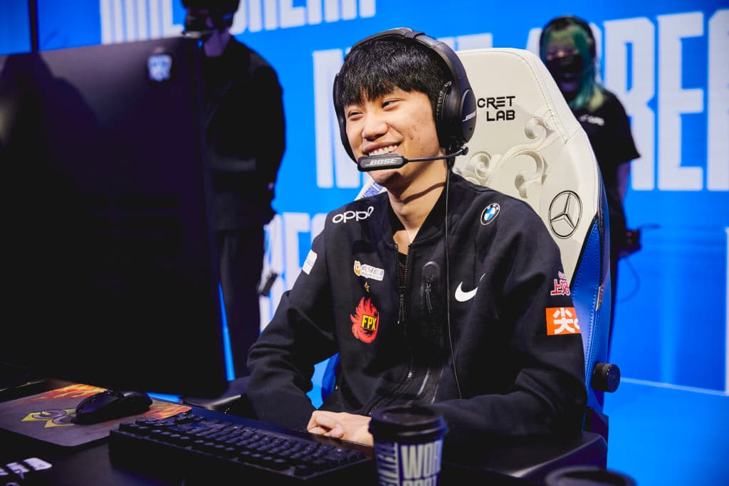 Doinb at Worlds 2021. The mid laner has left FPX after 3 years and a World Championship title. (RIOT GAMES/Lance Skundrich)