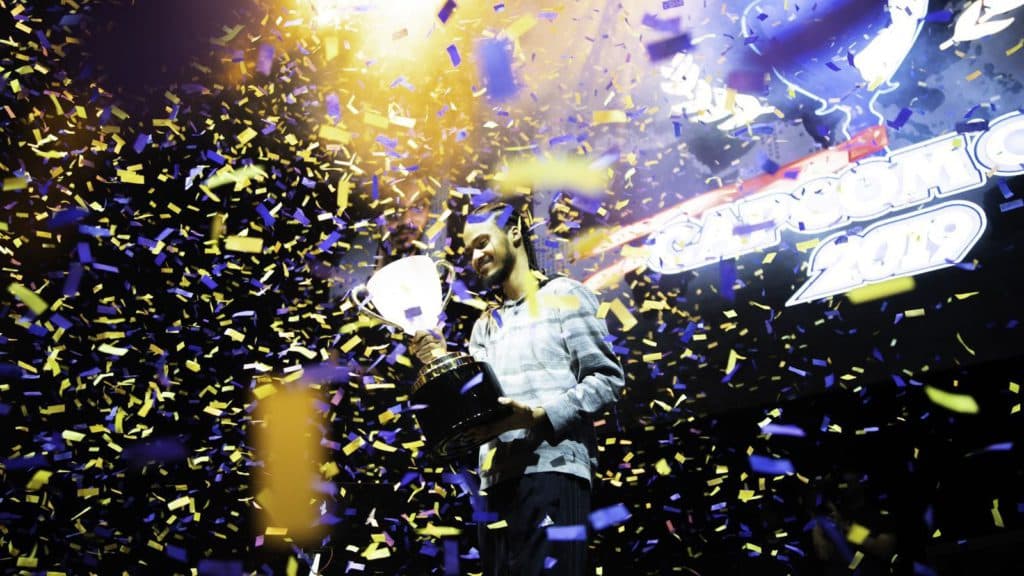 iDom savoring the moment at Capcom Cup 2019. <em>Photo via Capcom Pro Tour. </em>