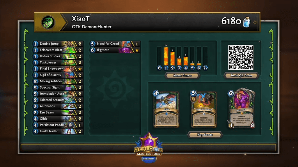 XiaoT's OTK Demon Hunter deck. Image via Blizzard Entertainment.