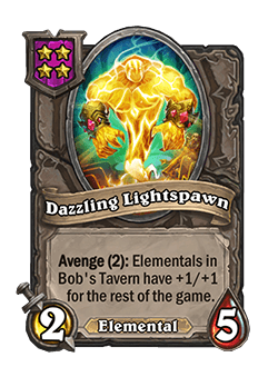 Dazzling Lightspawn<br>Old: 4 Attack, 5 Health&nbsp;<strong>→</strong>&nbsp;<strong>New: 2 Attack, 5 Health</strong>