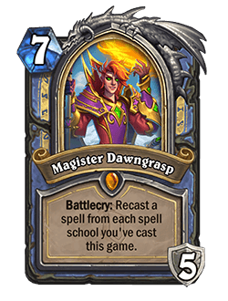 <a href="https://esports.gg/news/hearthstone/hearthstones-upcoming-nerfs-theotar-guff-magister-dawngrasp-denathrius-renathal/">Magister Dawngrasp</a><br>Old: [Costs 8]&nbsp;<strong>→</strong>&nbsp;<strong>New: [Costs 7]</strong><br>Old: Hero Power: Deal 1 Damage. Honorable Kill: Gain +2 Damage.&nbsp;<strong>→</strong>&nbsp;<strong>New: Hero Power: Deal 2 Damage. Honorable Kill: Gain +2 Damage.</strong>