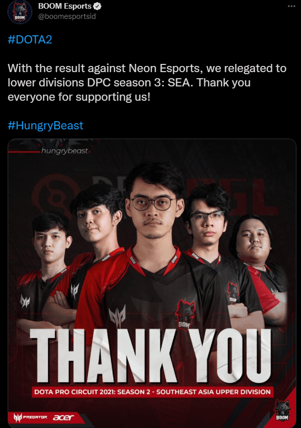 Credit: BOOM Esports's Twitter