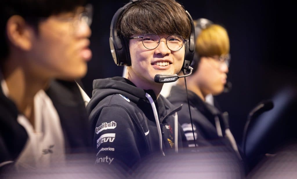 Faker continues to serve as the backbone of T1. Photo by Colin Young-Wolff/Riot Games.