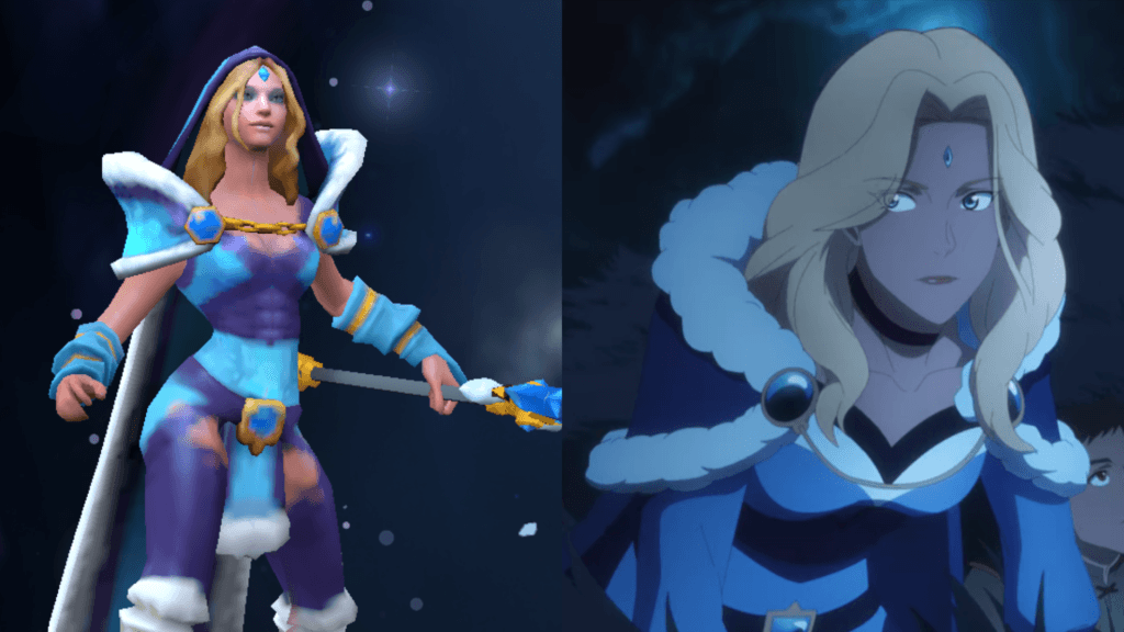 Crystal Maiden in Dota vs Rylai in Dragon's Blood Book 2