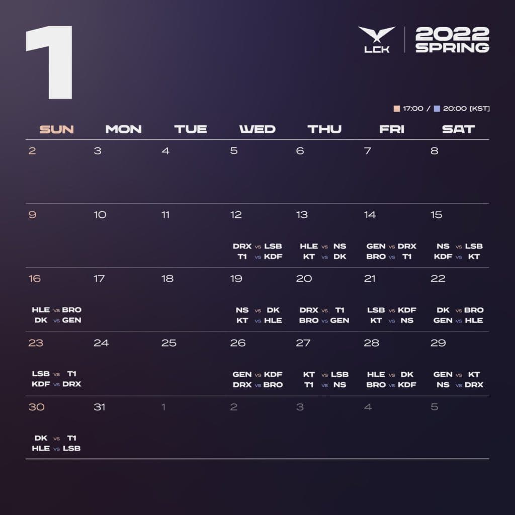 The <a href="https://esports.gg/news/league-of-legends/roster-changes-2022-lck-spring/">2022 LCK Spring Split</a> will begin in January. Photo via LCK Twitter.