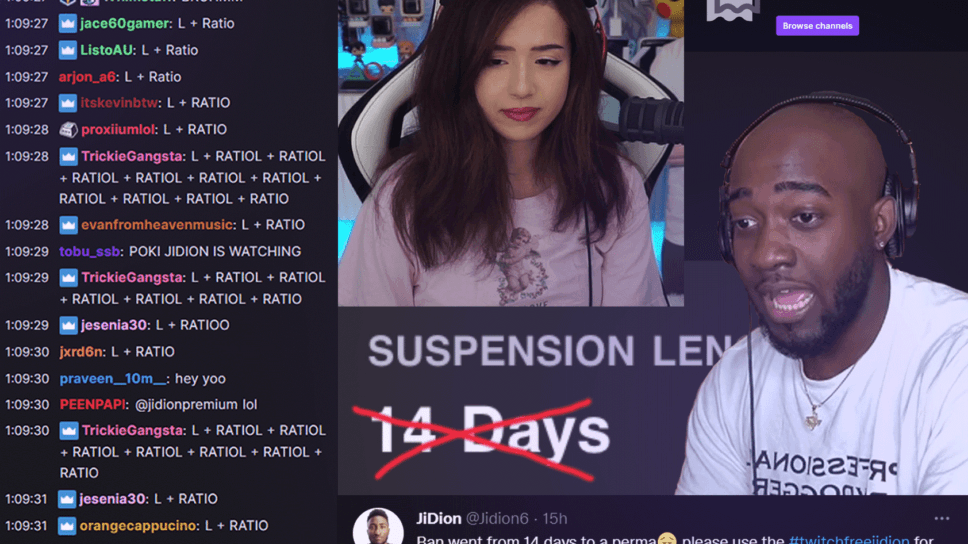 Newly partnered Twitch streamer jiDion now permanently banned after hate-raiding Pokimane cover image