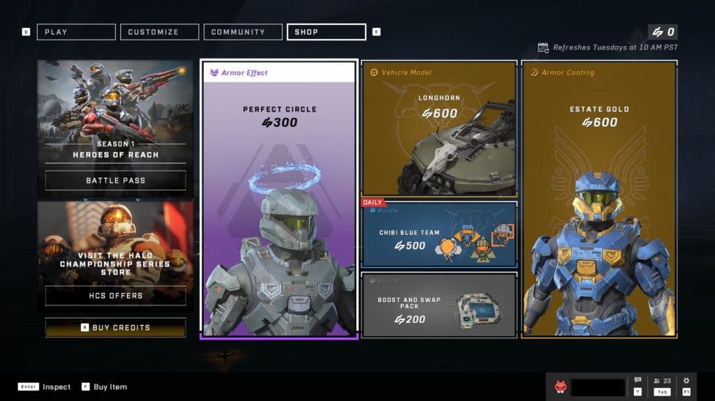 Halo Infinite Shop Page (February 10th 2022)