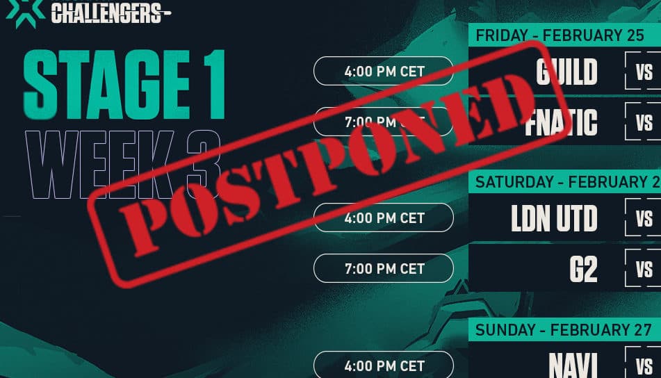 Valorant Champions Tour EMEA matches postponed due to escalating Ukraine crisis cover image