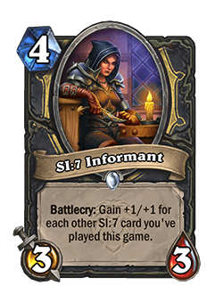 SI:7 Informant card. Updated with <a href="https://esports.gg/news/hearthstone/hearthstone-23-4-patch-notes-throne-of-the-tides-mini-set-and-diablo-coming-back-to-battlegrounds/">Hearthstone Patch</a> 22.4.3<br> Image via Blizzard Entertainment.