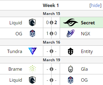 WEU DPC Division I Week 1 Schedule