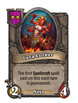 Lava Lurker<br>Old: 2 Attack, 5 Health <strong>→</strong> <strong>New: 2 Attack, 4 Health</strong>