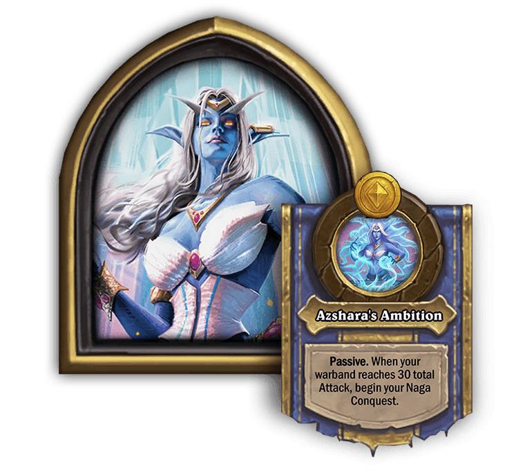 Queen Azshara in <a href="https://esports.gg/news/hearthstone/hearthstone-battlegrounds-nerfs-nagas/">Hearthstone Battlegrounds</a>. Image via Blizzard Entertainment.