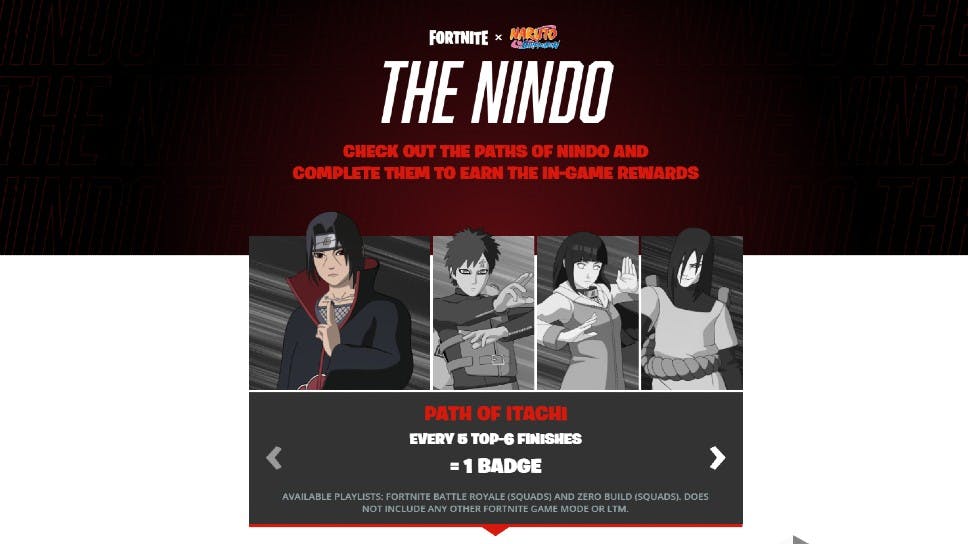 How to complete the Fortnite Nindo Challenges and earn Naruto rewards - Dot  Esports