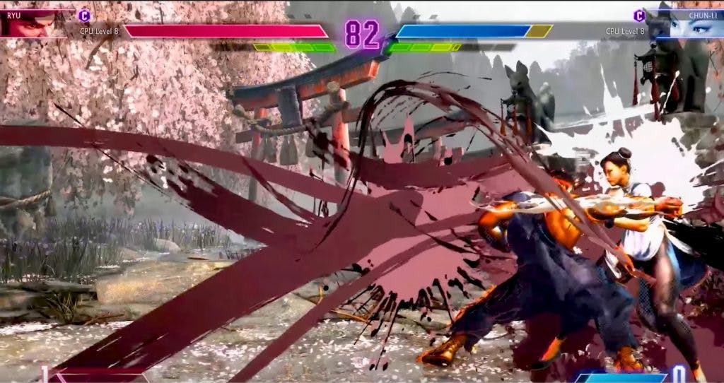 Ryu performing a Drive Impact against a cornered Chun Li