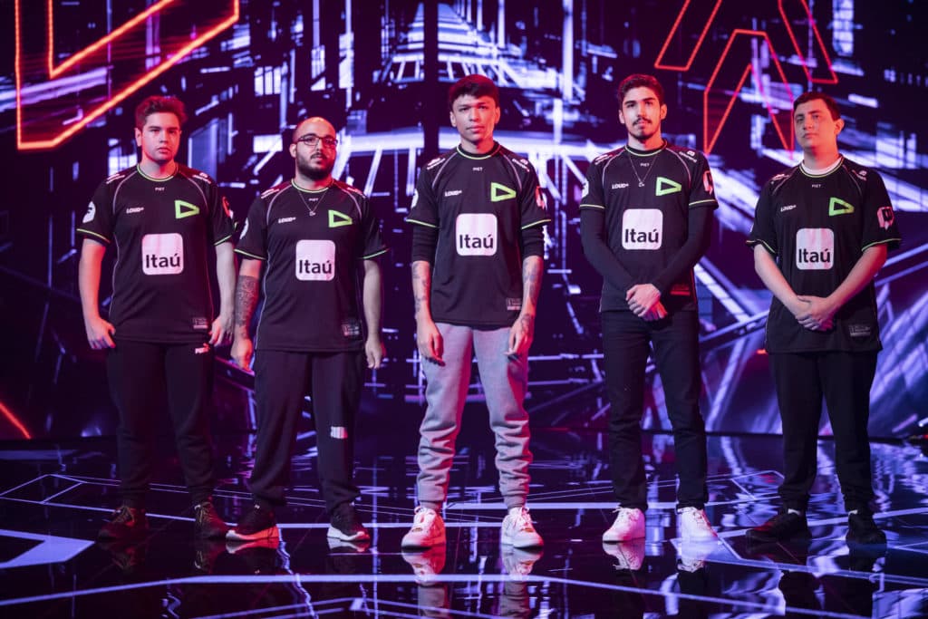 REYKJAVIK, ICELAND - APRIL 21: Team LOUD poses for the VALORANT Masters Semifinals on April 21, 2022 in Reykjavik, Iceland. (Photo by Colin Young-Wolff/Riot Games)