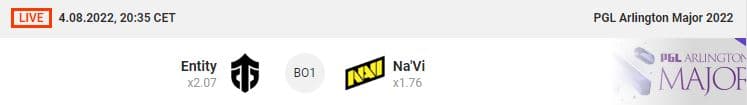 Na'Vi having higher odds than Entity according to <a href="https://dota2lounge.com/" target="_blank" rel="noreferrer noopener nofollow">Dota2lounge</a>
