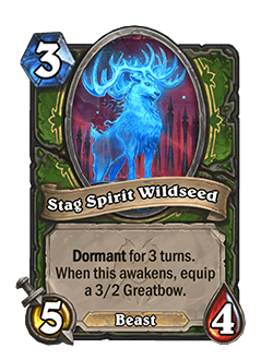 Stag Spirit Wildseed<br>Old: Dormant for 3 turns. When this awakens, equip a 4/2 Greatbow. → <strong>New: Dormant for 3 turns. When this awakens, equip a 3/2 Greatbow.</strong>