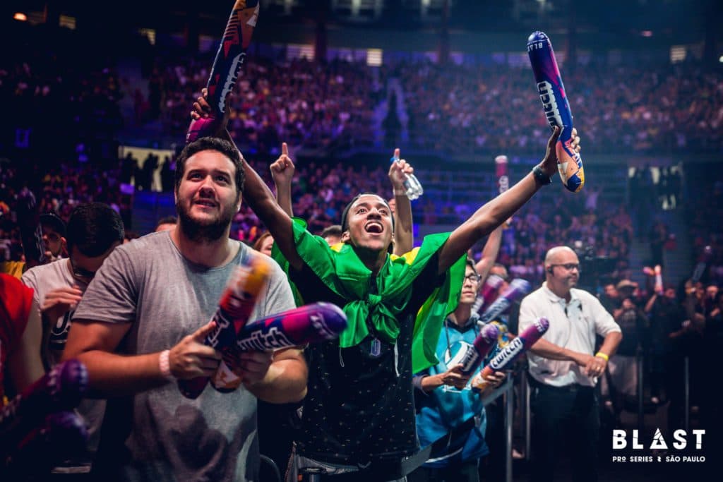 Fans celebrating their favorite team's success at BLAST Pro Series Sao Paolo. Image Credit: BLAST.