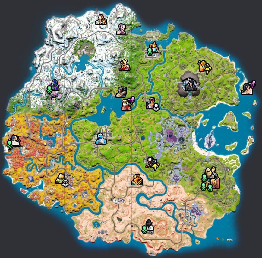 Fortnite NPC map via Fortnite.GG