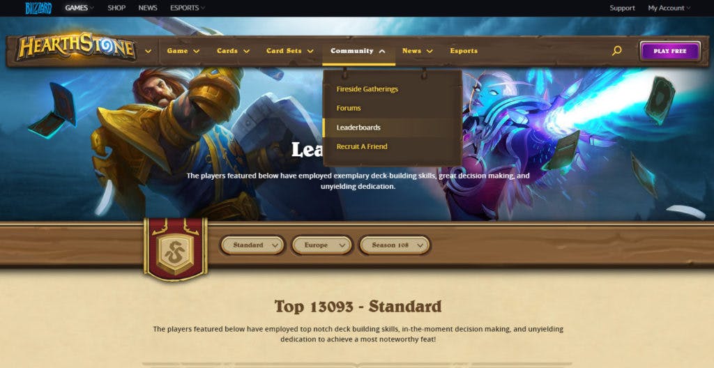 Hearthstone Arena Leaderboards Launch - Esports Edition