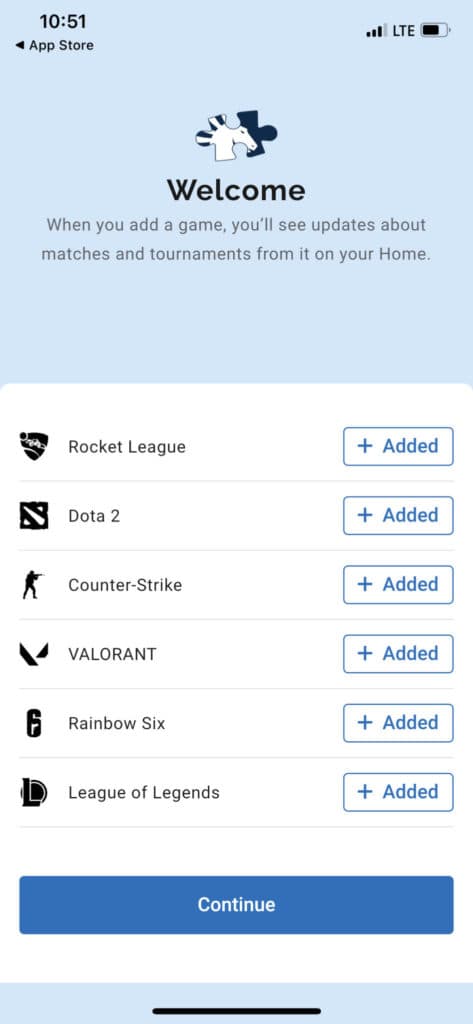 Liquipedia app opening page via esports.gg