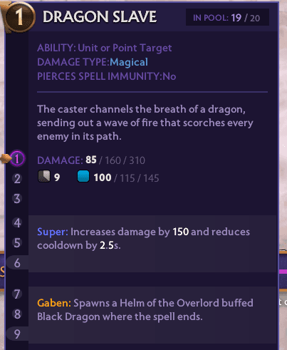 The Dragon Slave ability and its upgrades in Ability Arena.