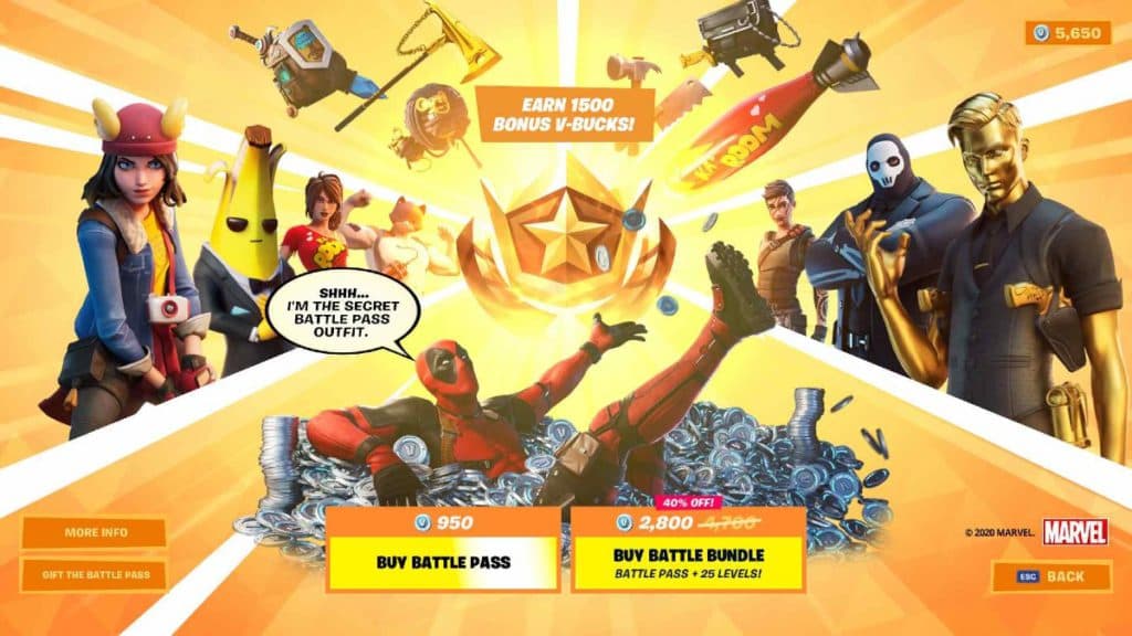 Deadpool featured in Fortnite Chapter 2 Season 2 Battle Pass