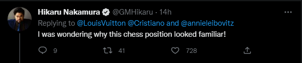GothamChess on X: So the Louis Vuitton photoshoot with Messi/Ronaldo  features a game between Magnus and Hikaru from 2017. But… why specifically  that one?  / X