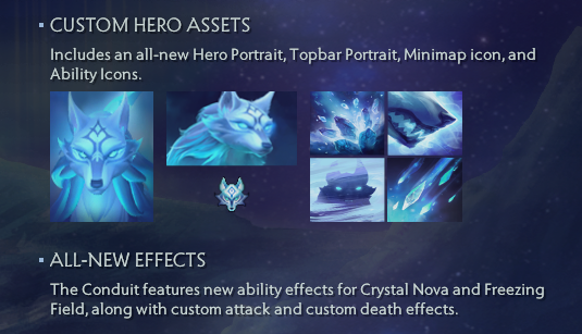 The custom hero assets of the Conduit of the Blueheart CM persona