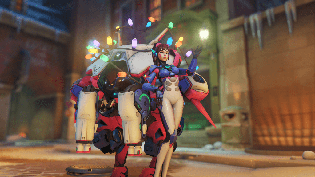 Festive D.Va Victory Pose. Image via Blizzard Entertainment.